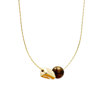 Geometric Tiger's Eye Necklace for Women – Golden Geometric Pendant with Fine Titanium Steel Chain, Ideal for Everyday & Special Occasions
