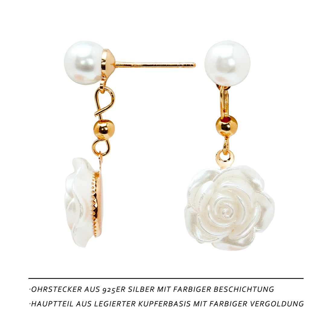 Camellia Pearl Stud Earrings – 14K Gold Plated Floral Earrings with 925 Silver Posts, Handcrafted Resin Petals, Elegant Women’s Jewelry for Everyday & Special Occasions