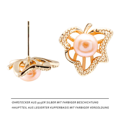 Herbstlaub Perlenohrringe – Gold & Perle in ruhiger Herbstpoesie