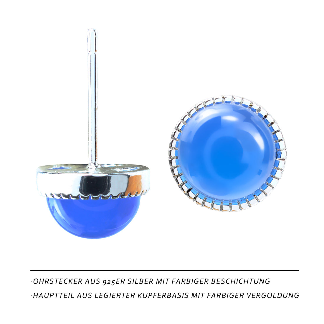 Blue Drop Elegant Stud Earrings with Blue Agate Inlay, Minimalist Silver Design for Women – Ideal for Office, Everyday & Events