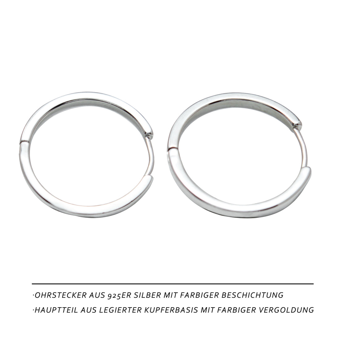 Minimalistic Silver Earrings – 18K White Gold Coating, French Design, 2.2 cm Round Hoop Earrings – Elegant Jewelry for Everyday & Special Occasions