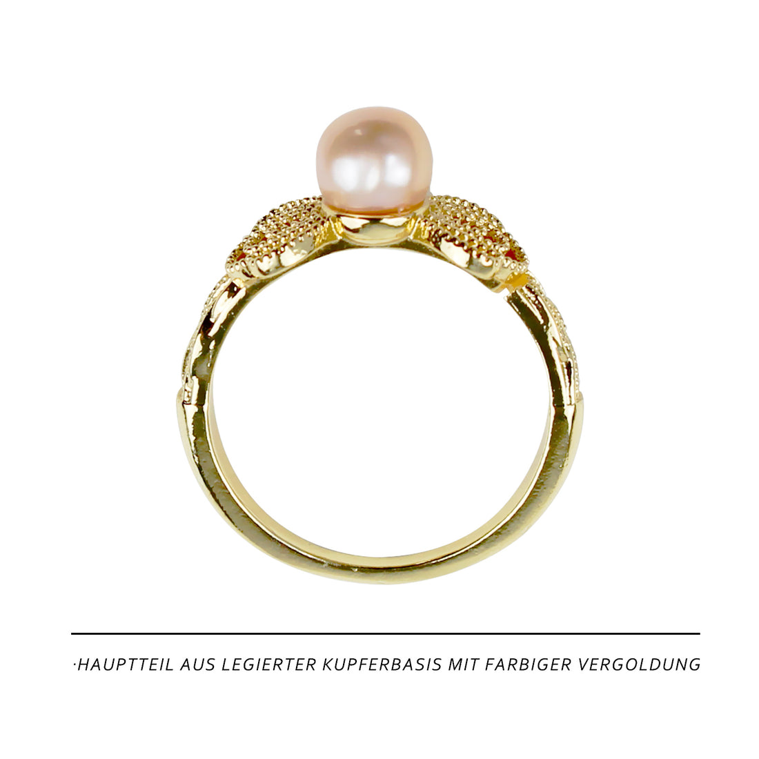 Chinesischer Schmetterlings Perlenring – Offener Verstellbarer Ring, 14K Vergoldet mit Süßwasserperle, Eleganter Damenring