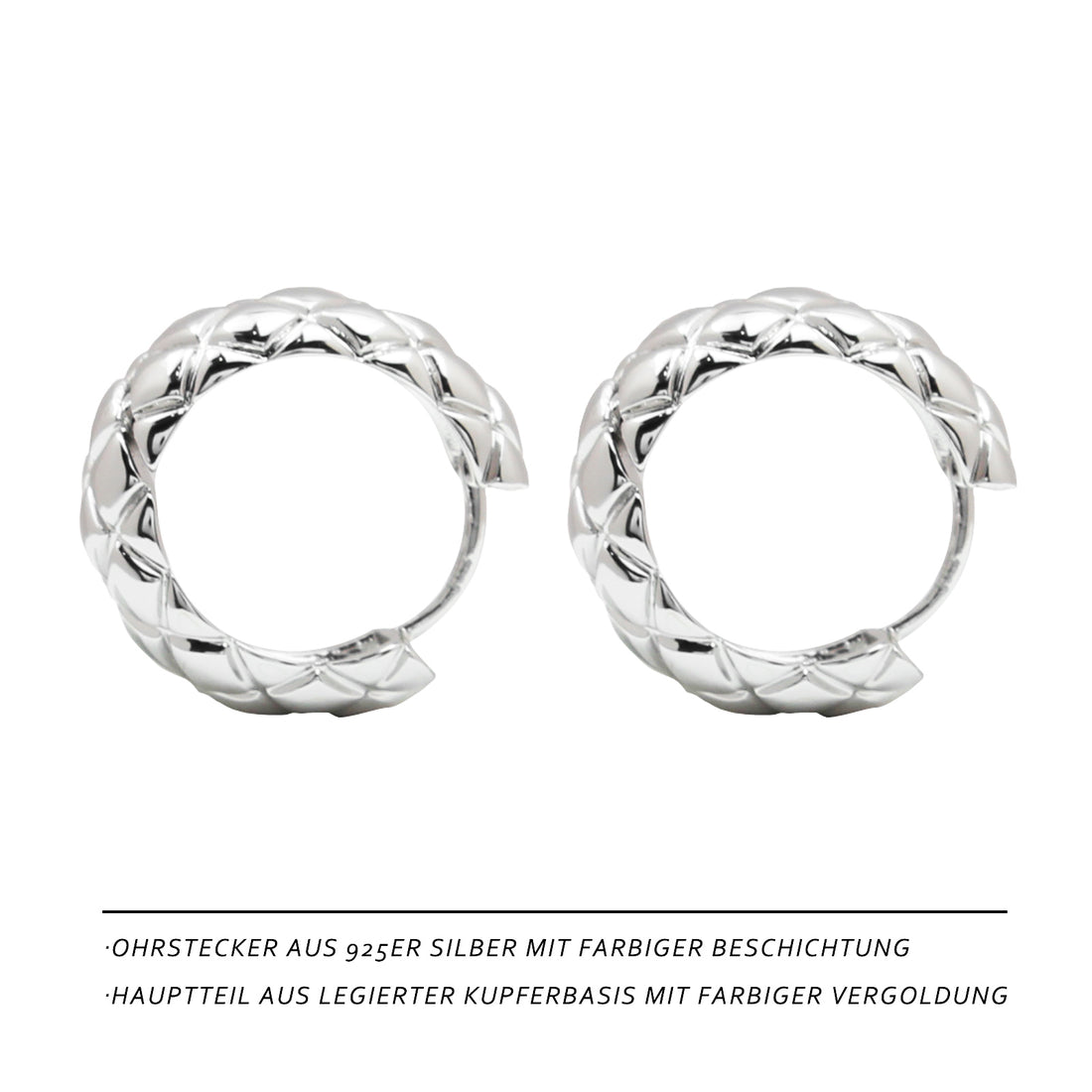 Large Silver Rhombus Hoop Earrings – 1.8 cm Geometric Design for Women, Ideal for Everyday & Special Occasions