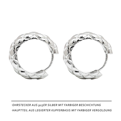 Large Silver Rhombus Hoop Earrings – 1.8 cm Geometric Design for Women, Ideal for Everyday & Special Occasions