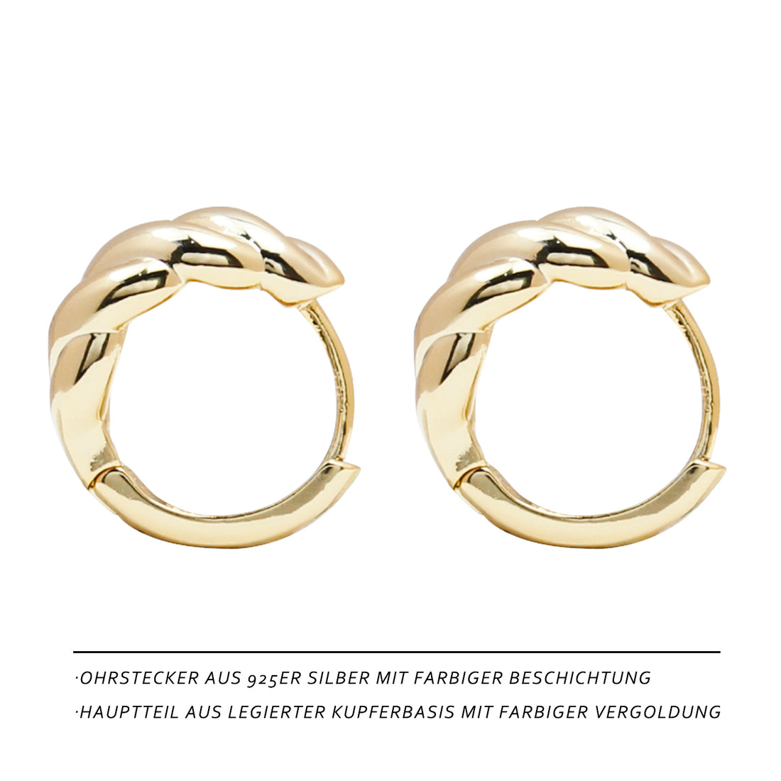 Golden Croissant-Shape Hoop Earrings, Small 1.4 cm, 925 Silver Stems, Minimalist & Elegant, Perfect for Business & Everyday