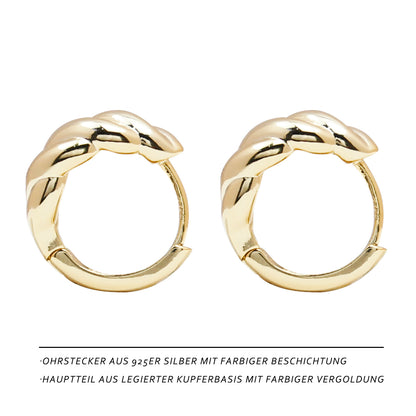 Golden Croissant-Shape Hoop Earrings, Small 1.4 cm, 925 Silver Stems, Minimalist & Elegant, Perfect for Business & Everyday
