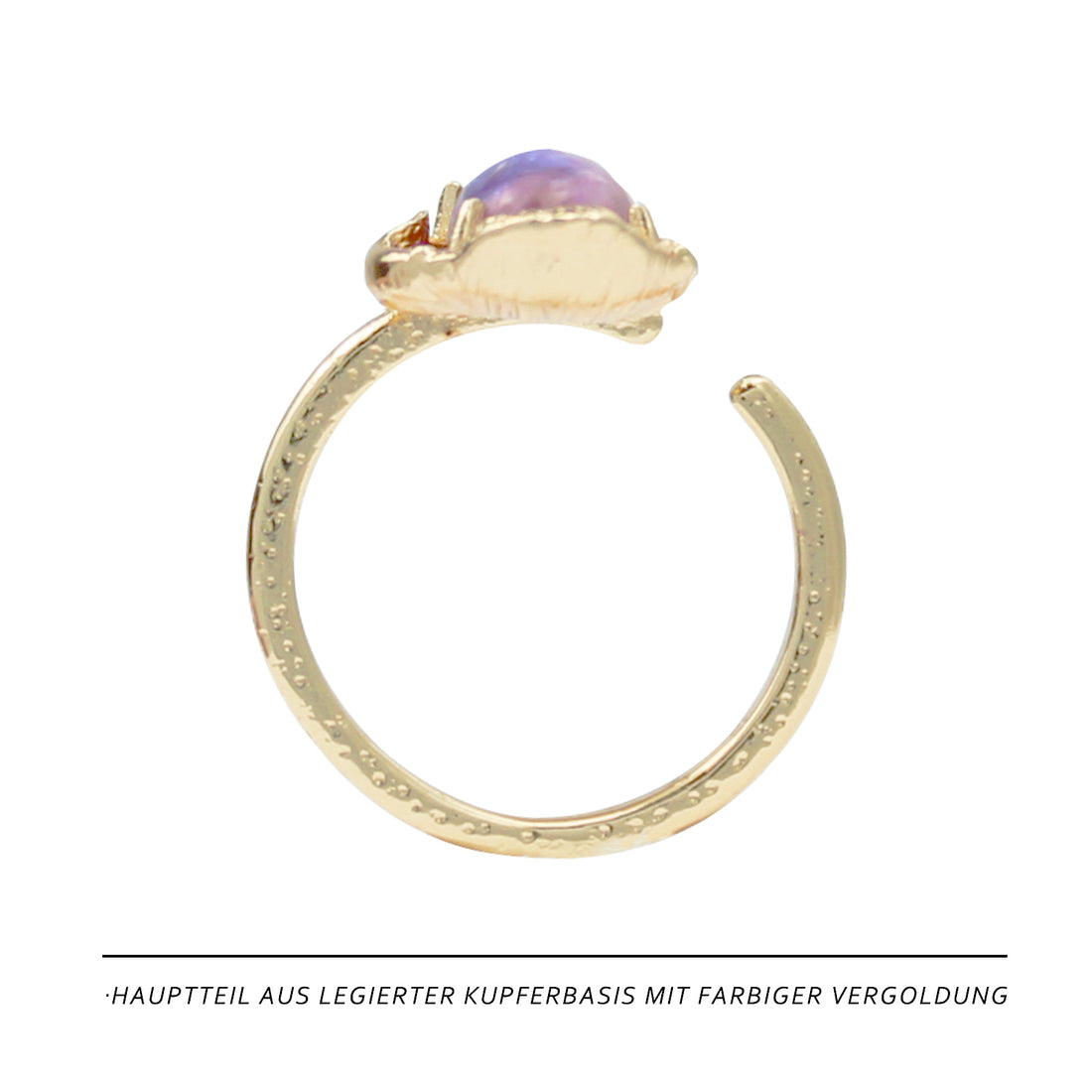 Amethyst Traumring – Offener Verstellbarer Ring mit Amethyst Edelstein, 14K Vergoldet, Eleganter Damenring