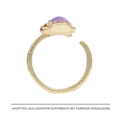 Amethyst Traumring – Offener Verstellbarer Ring mit Amethyst Edelstein, 14K Vergoldet, Eleganter Damenring