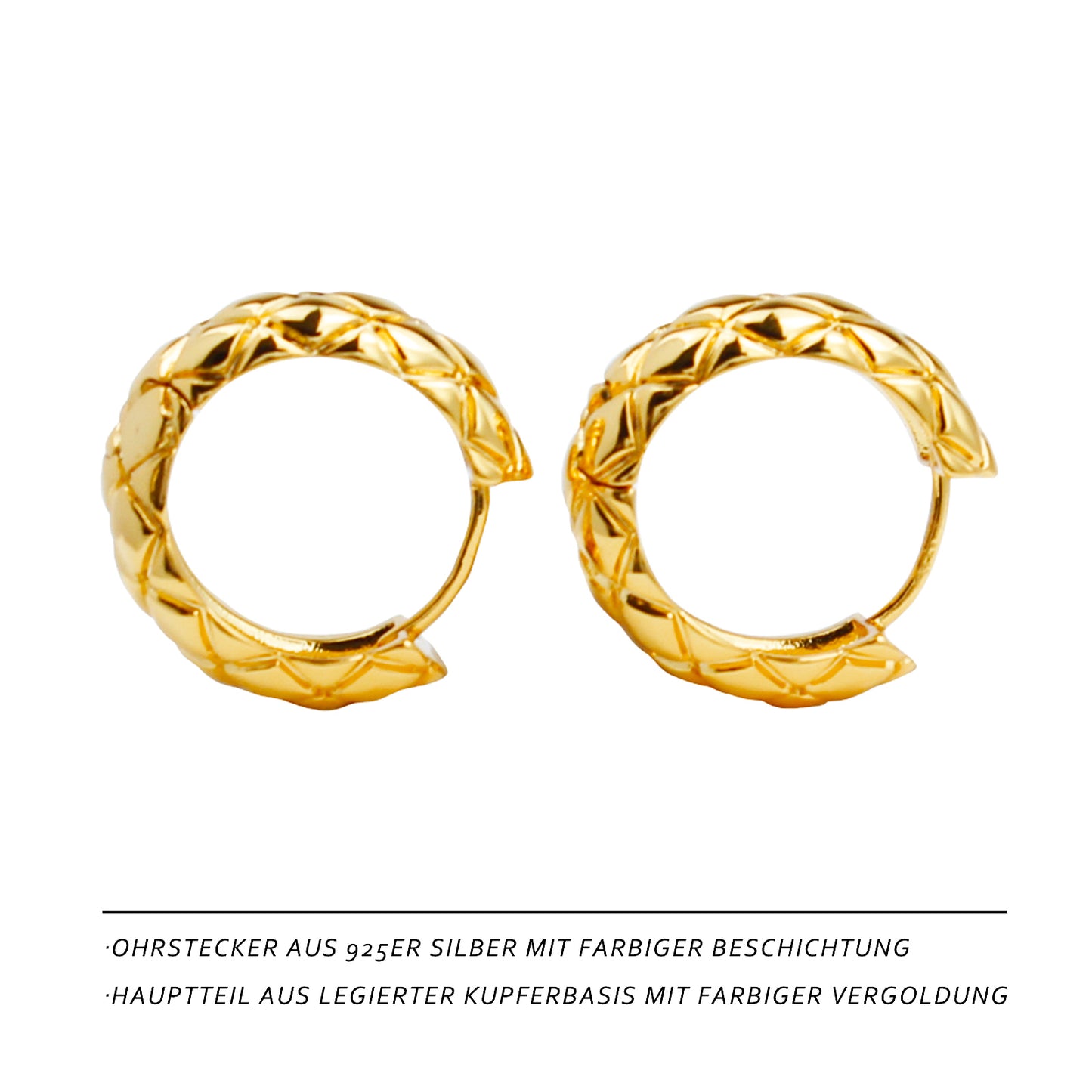 Large Gold Rhombus Hoop Earrings – 1.8 cm Geometric Design for Women, Ideal for Everyday & Special Occasions