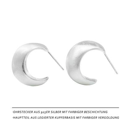 Matte Silver Bean-Shaped Stud Earrings for Women – Elegant Metal Earrings, Ideal for Office, Everyday & Parties